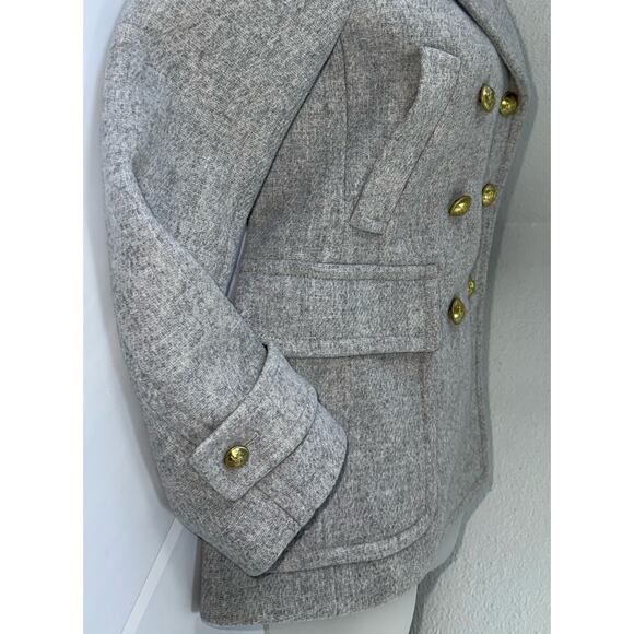 J Crew Sz 4P Majesty Peacoat Wool Blend Stadium Cloth Nello Gori Coat Gray - Picture 8 of 14